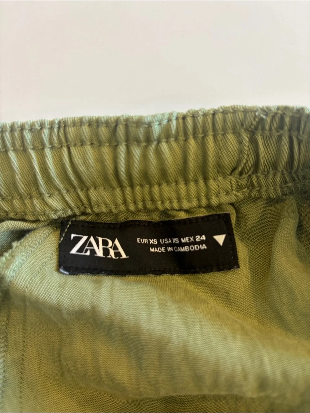 Zara Olive Drawstring Wide-Leg Sweatpants